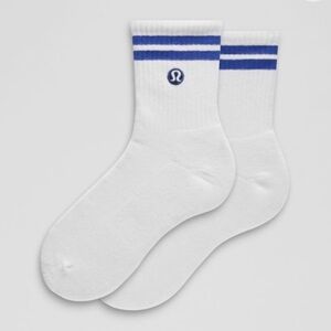 2 lululemon athletica White Socks with Blue Stripes